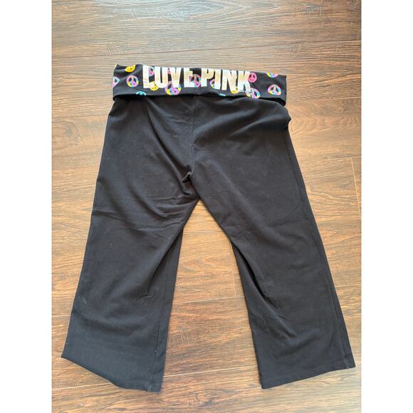 Y2K  VICTORIA'S SECRET PINK FOLD OVER CROPPED YOGA PANTS SIZE L - Picture 4 of 6